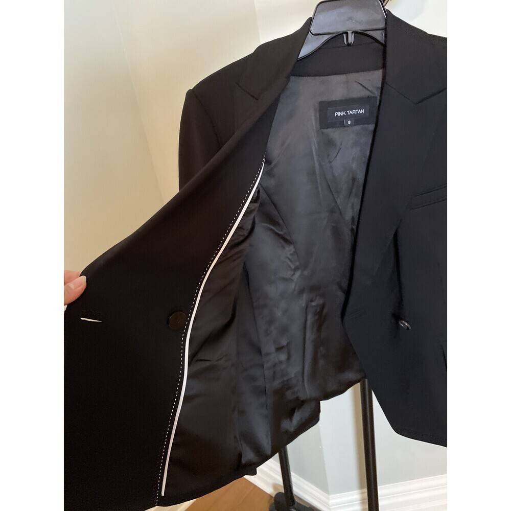 Pink Tartan Women's Ponte Double Breasted Blazer in Black Size 8 $799 - Picture 9 of 9